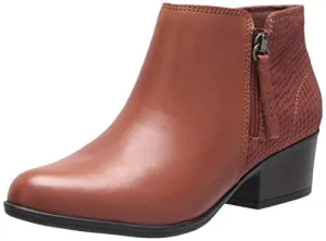 Clarks Women Adreena Hope Ankle Boot Mahogany Leather 9 Wide Pair of Shoes