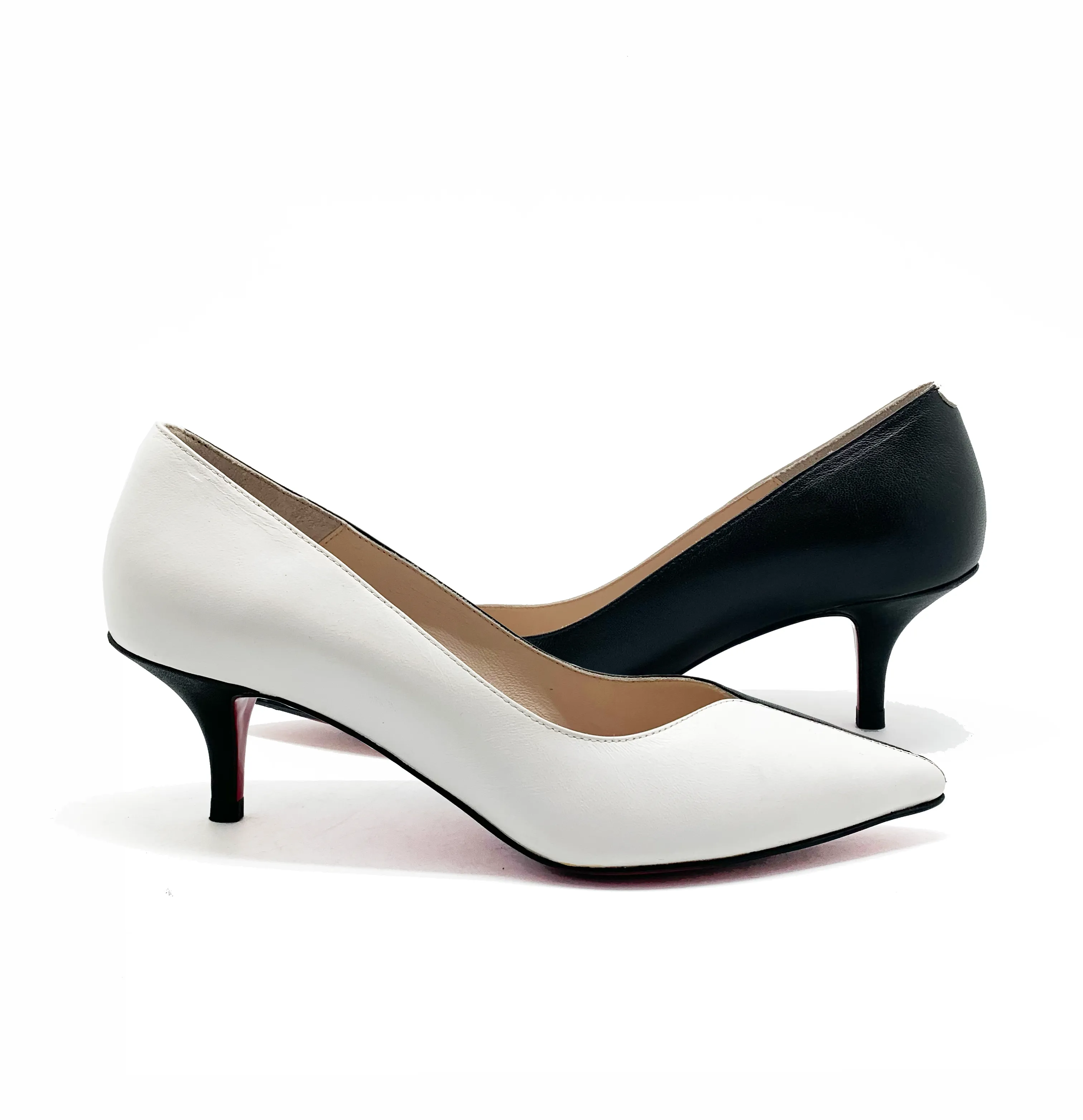 Cruella - Black / White kitten heel