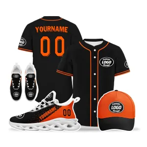 Custom Black Orange Jersey MaxSoul Shoes and Hat Combo Offer Personalized ZH-D0b0087-b