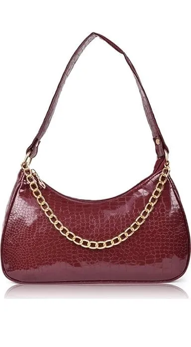 DaisyStar Women Fashion Croco Shoulder Bags - Hand Bags for women (Maroon)