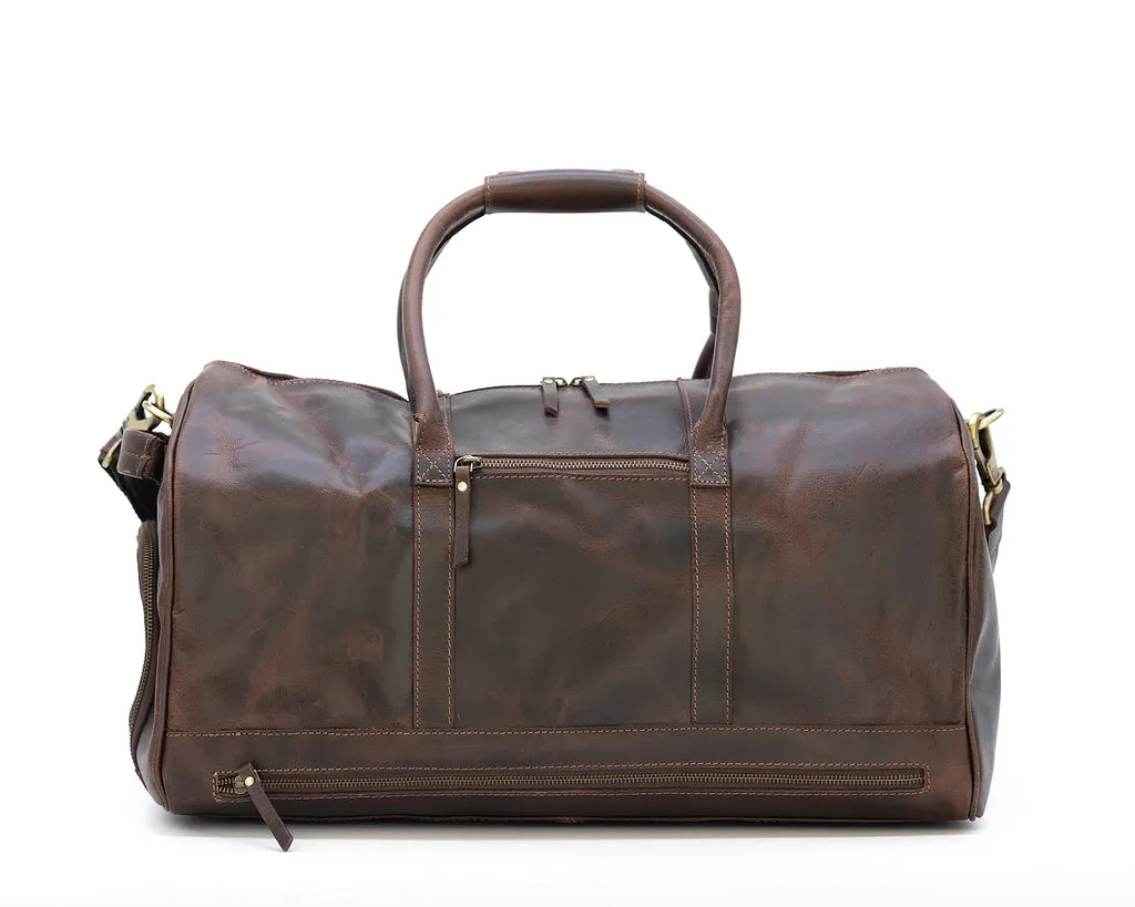 Dazzlo Top Grain Leather Duffel Bag 45L - Antique Brown/Dark Walnut/Midnight Black - 21"