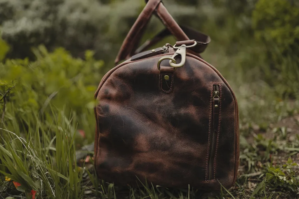 Dazzlo Top Grain Leather Duffel Bag 45L - Antique Brown/Dark Walnut/Midnight Black - 21"