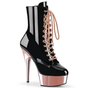 Delight-1020 Black - Rose Gold Ankle Boots