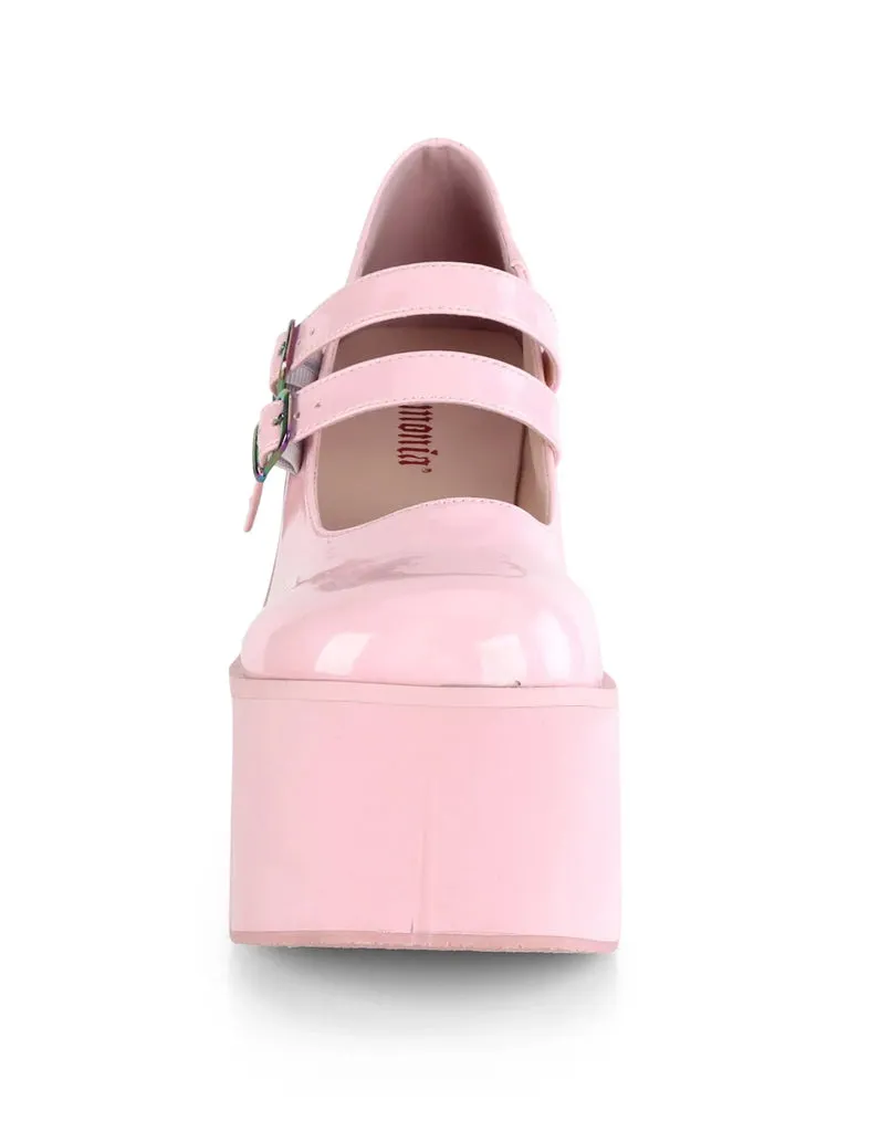 DEMONIA KERA-08 PLATFORM MARYJANES - BABY PINK HOLOGRAM ✰ PRE ORDER ✰