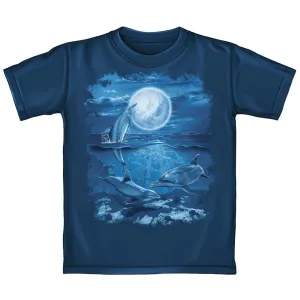 Dolphins Moon Adult Tee Shirt (Adult Small