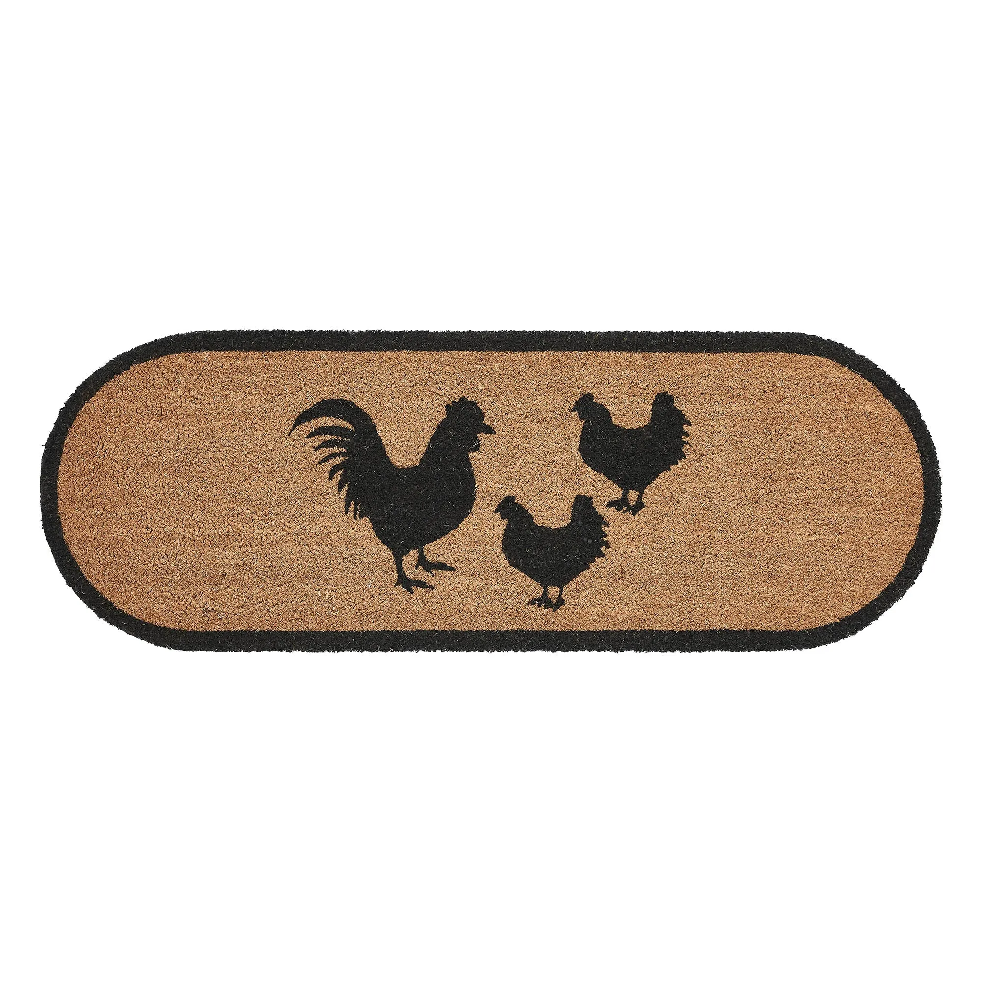 Down Home Rooster & Hens Coir Rug Oval 17x48