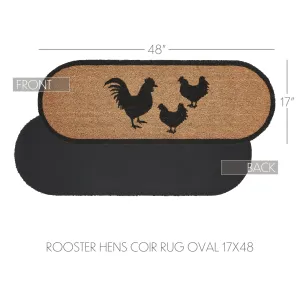 Down Home Rooster & Hens Coir Rug Oval 17x48