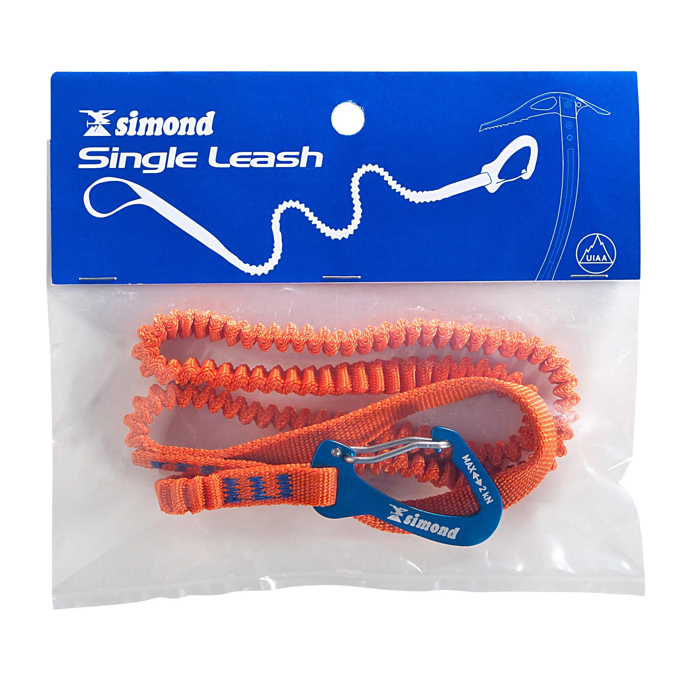 Elastic lanyard Simond for belaying an ice ax Single Leash, orange-blue