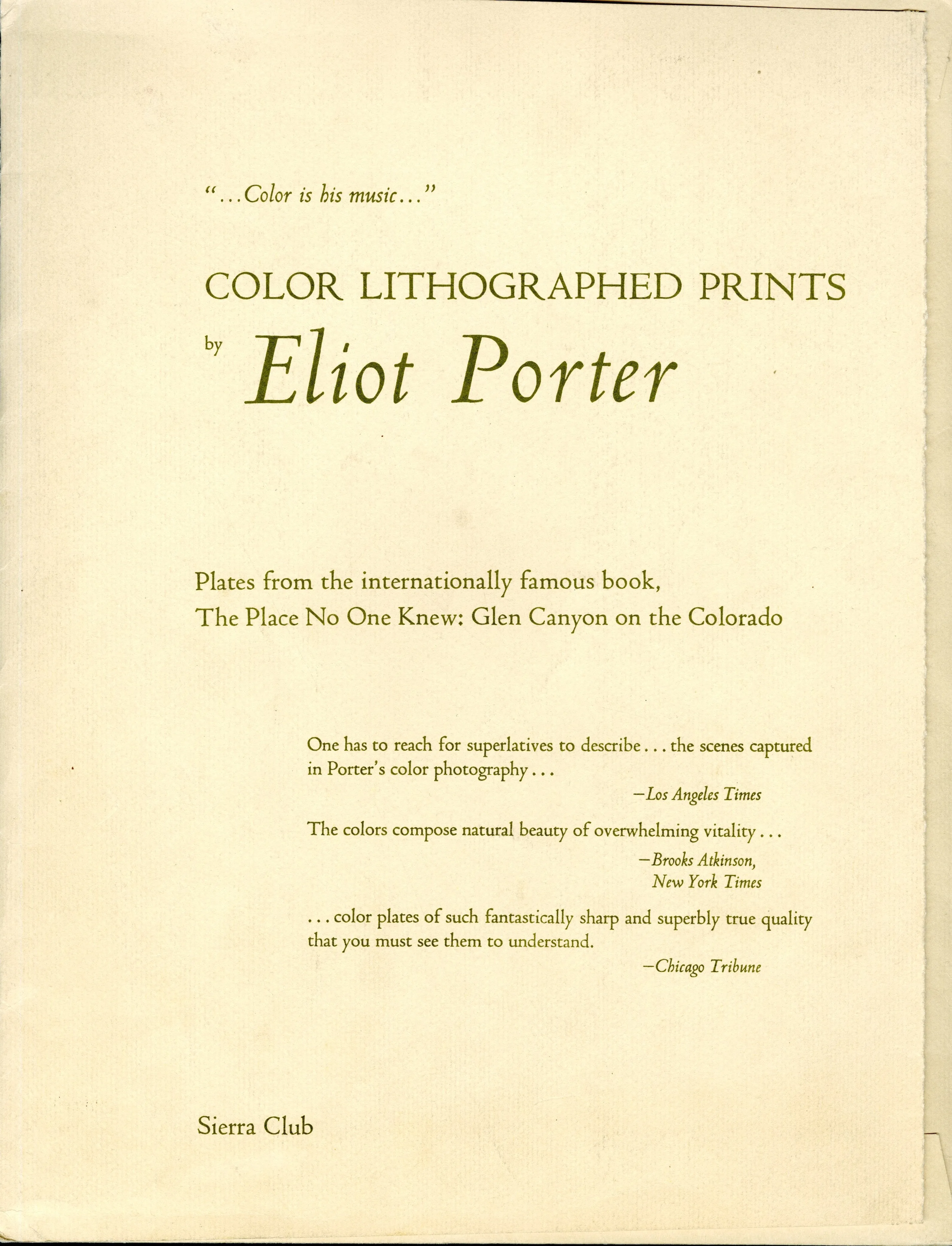 Eliot Porter Lithograph Prints from "The Place No One Knew: Glen Canyon on the Colorado" PLUS book