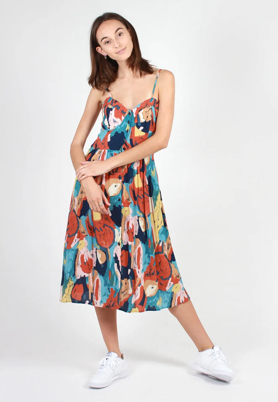 Eve Painted Tulip Dress - rust print