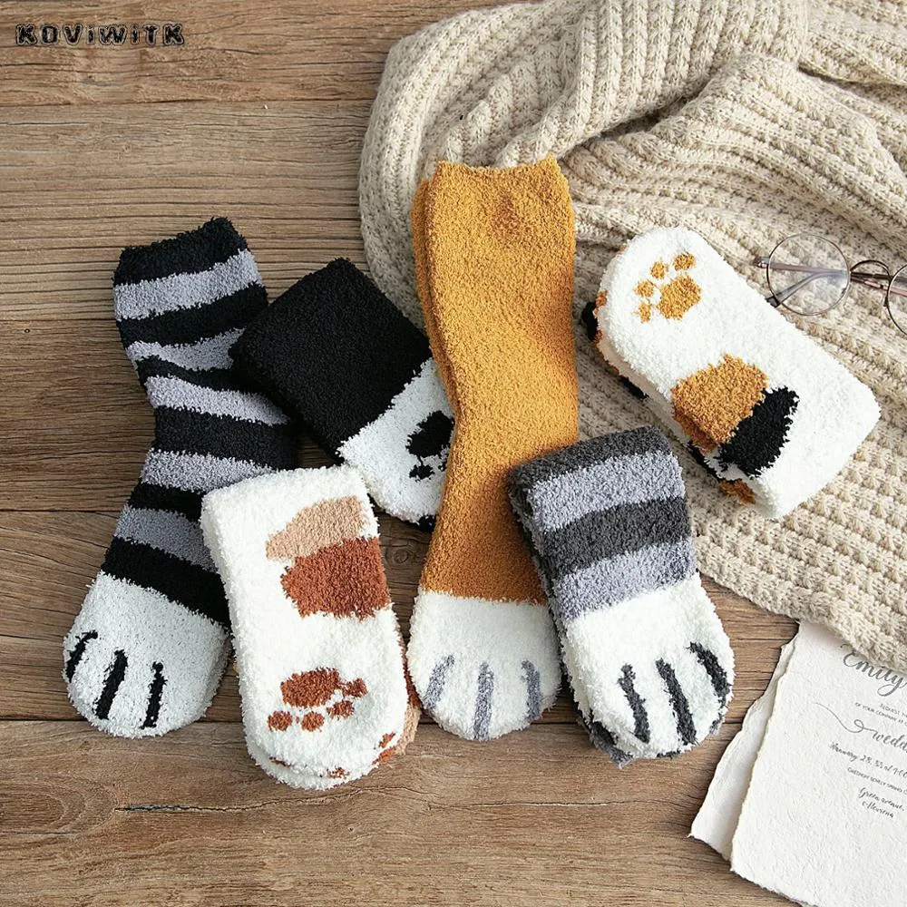 Fashion womens Cats Paw stripe 3d Socks Cute Funny Thick Girls Cartoon Animal Fingers Sock Hosiery Toe Zebra/Tiger/Cat Foot Sox