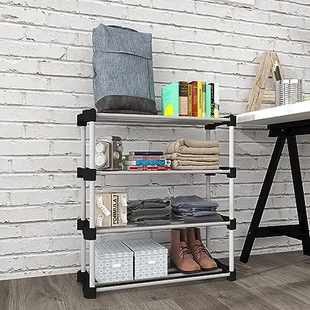 FLYING ARROW Metal Stackable and Durable, Easy to Assemble, Space Saving Shelves Shoe Rack (4 Shelves Shoe Rack)