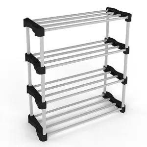 FLYING ARROW Metal Stackable and Durable, Easy to Assemble, Space Saving Shelves Shoe Rack (4 Shelves Shoe Rack)