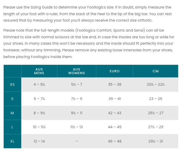 Footlogics META 3/4 Length Orthotic shoe insert