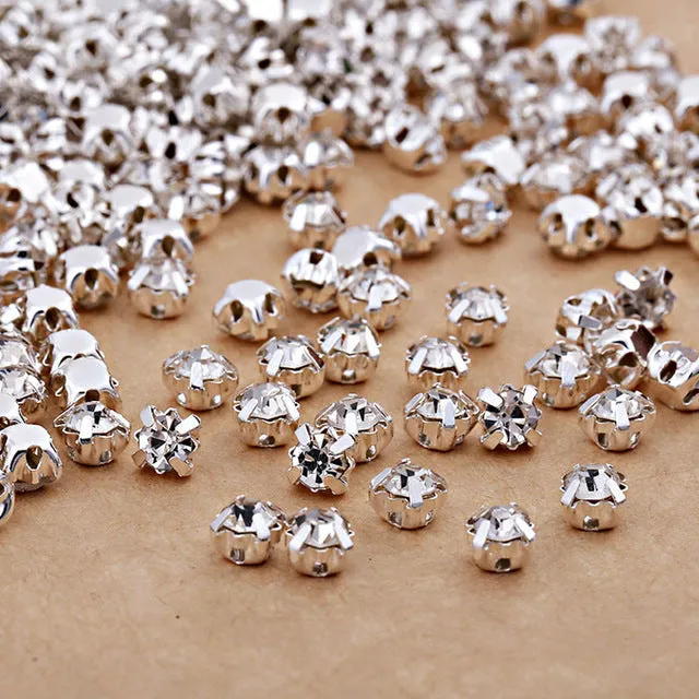 Free shipping 200pcs/pack 4mm crystal glass sew on rhinestones with silvery claw,DIY Clothing  Accessories