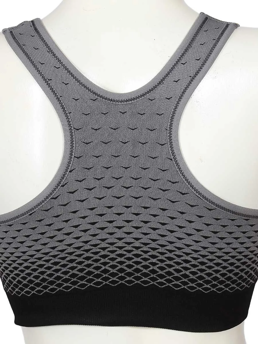 Front Zip - Sports Bra - 0827 - Grey / Black