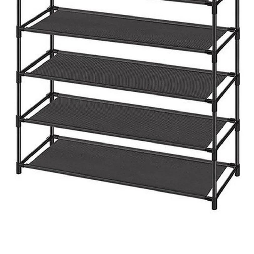 Gaco 63 Inch Shoe Rack, 10 Shelves, Stackable Metal Frame, Black Finish By Casagear Home