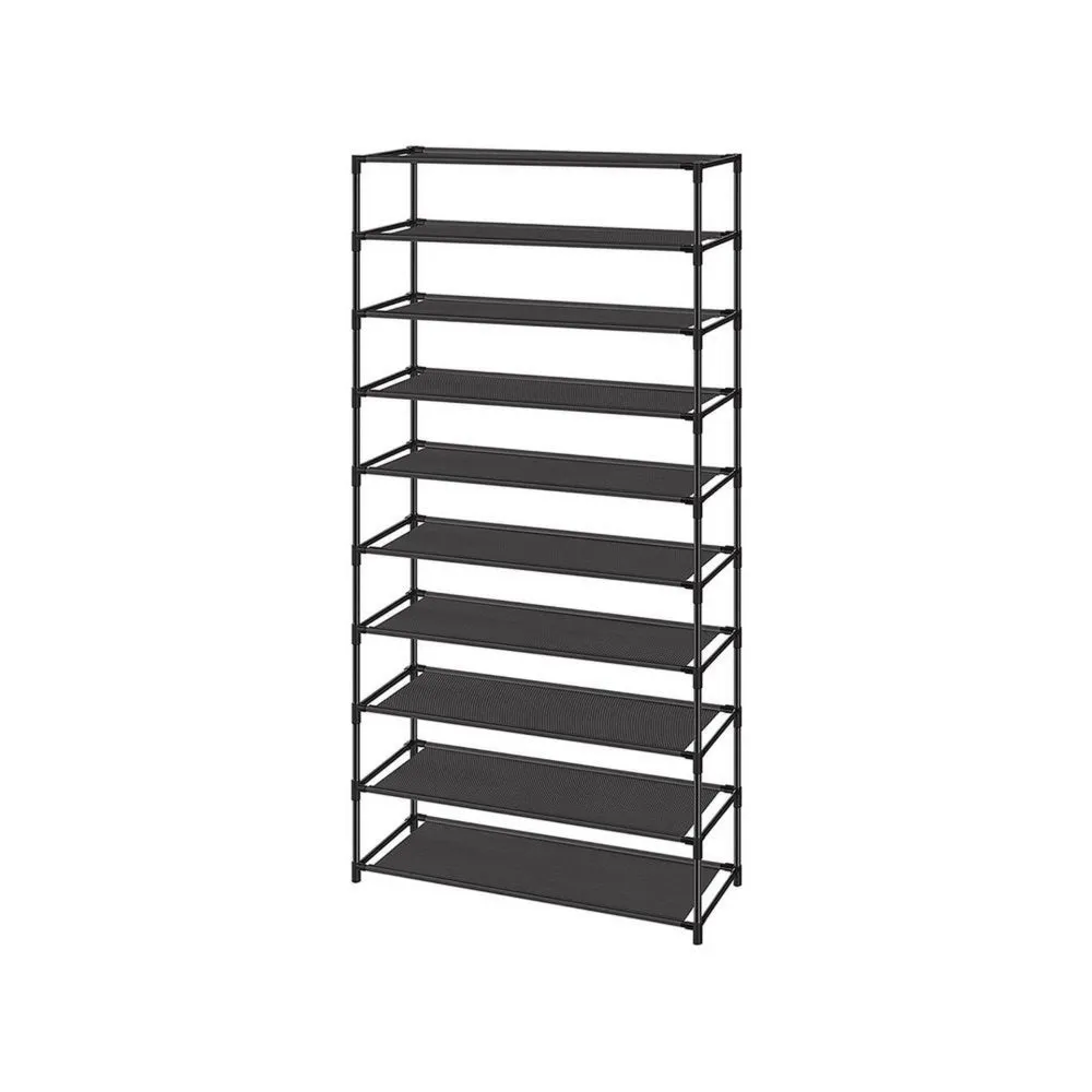 Gaco 63 Inch Shoe Rack, 10 Shelves, Stackable Metal Frame, Black Finish By Casagear Home