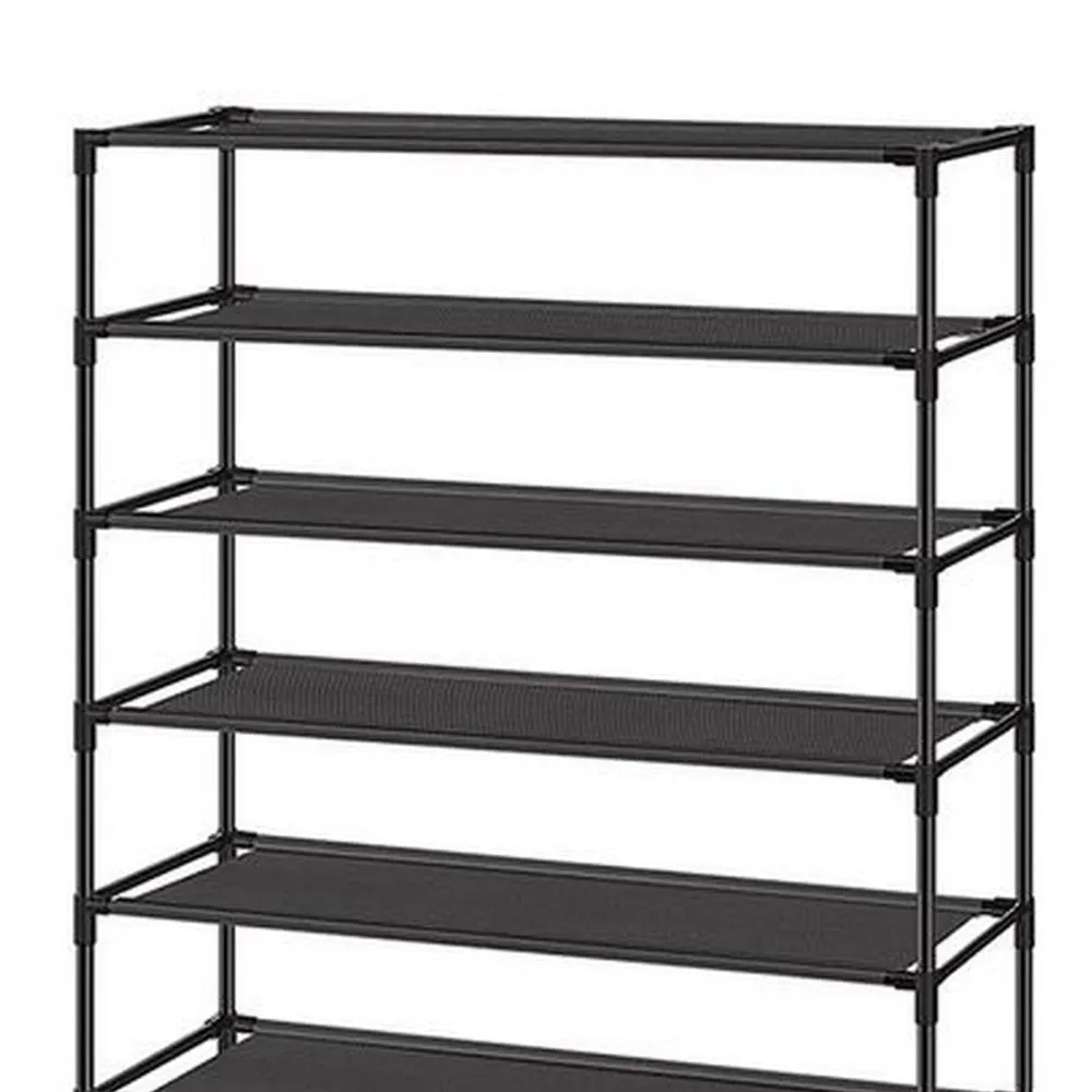 Gaco 63 Inch Shoe Rack, 10 Shelves, Stackable Metal Frame, Black Finish By Casagear Home