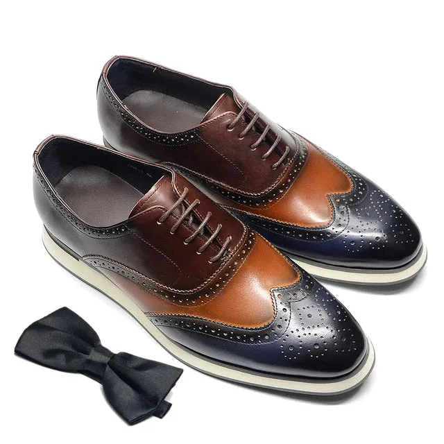 Genuine Leather Wingtip Brogue Shoes