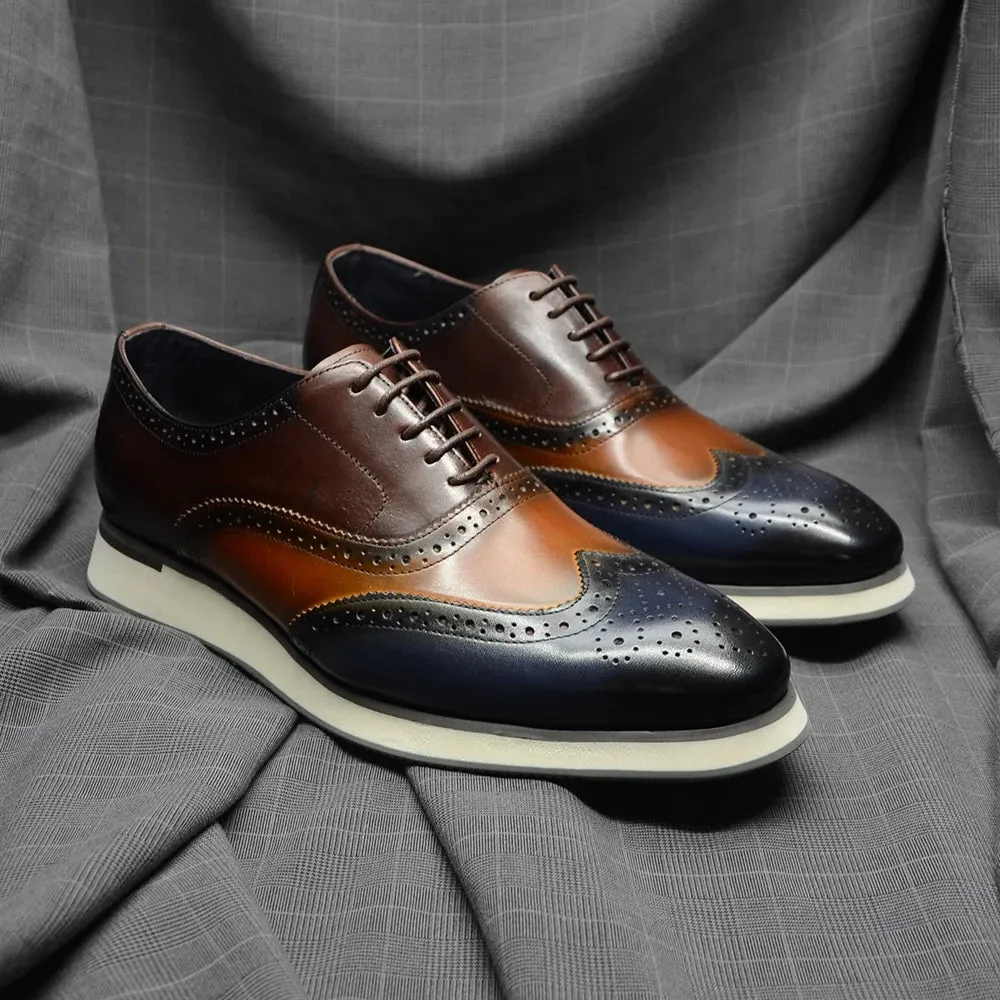 Genuine Leather Wingtip Brogue Shoes