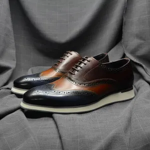 Genuine Leather Wingtip Brogue Shoes