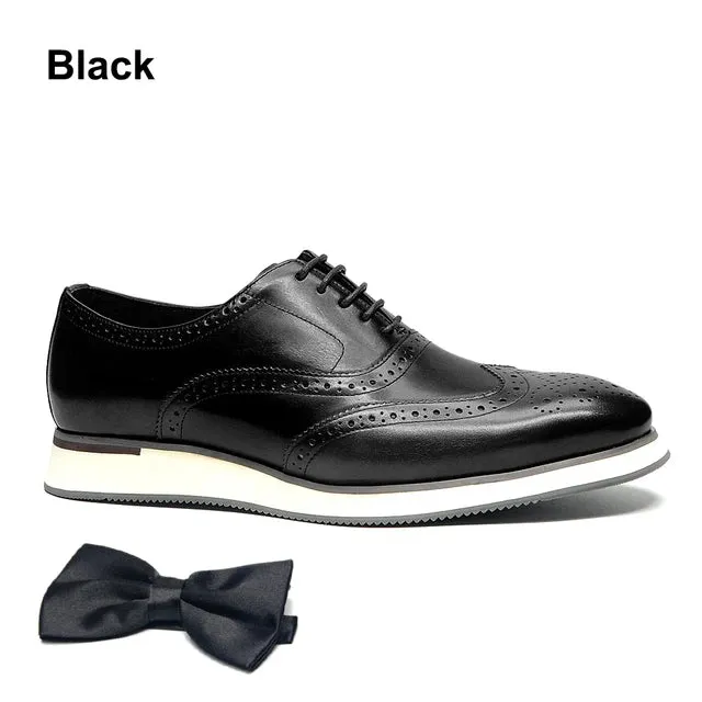 Genuine Leather Wingtip Brogue Shoes