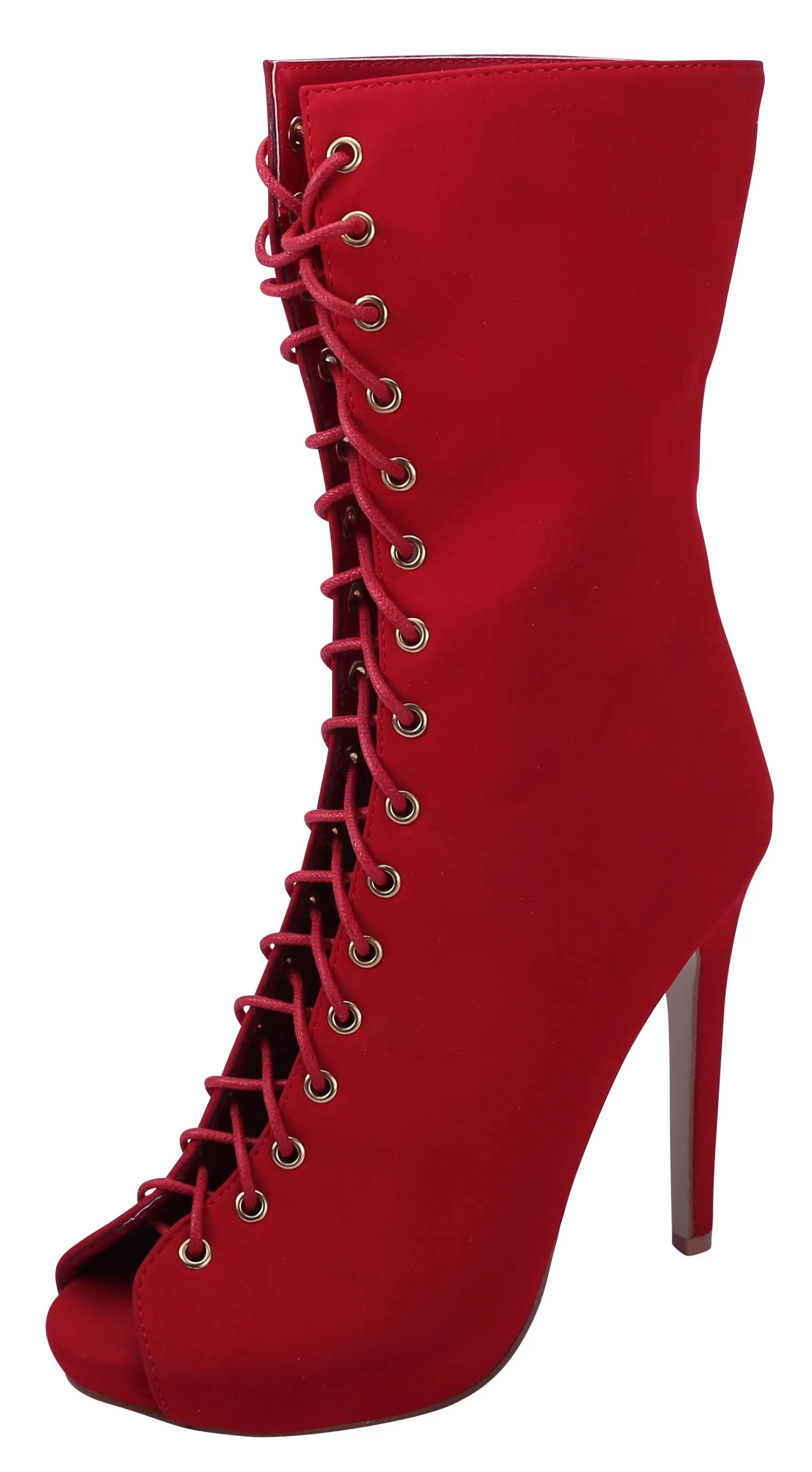 Glaze Women's Lace-Up Open Toe Platform High Stiletto Heel Mid-Calf Coot