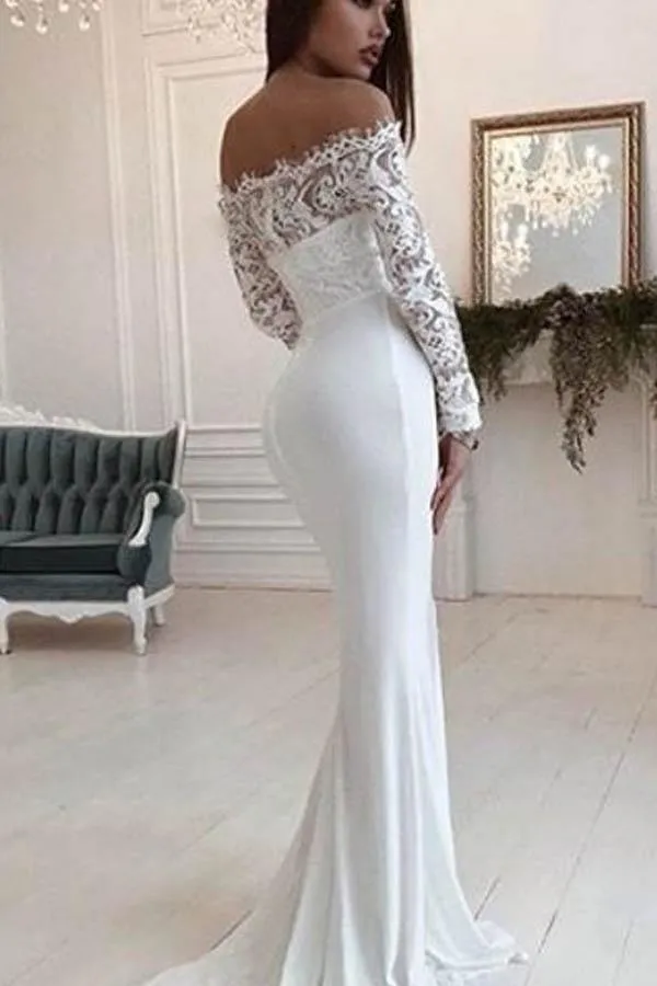 Gorgeous Scoop White Mermaid Long Wedding Dress  WD233