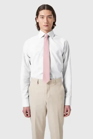 Grafton Slim Fit Spread Collar White Linen Shirt