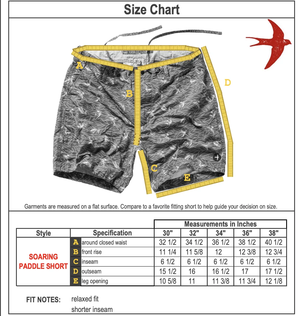 Grey Soaring Barnswallow 6.5" Paddle Short by Relwen -  6.5"