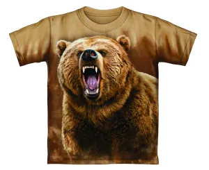 Grizzly Bear Brown Tie-Dye Adult Tee Shirt (Adult Small