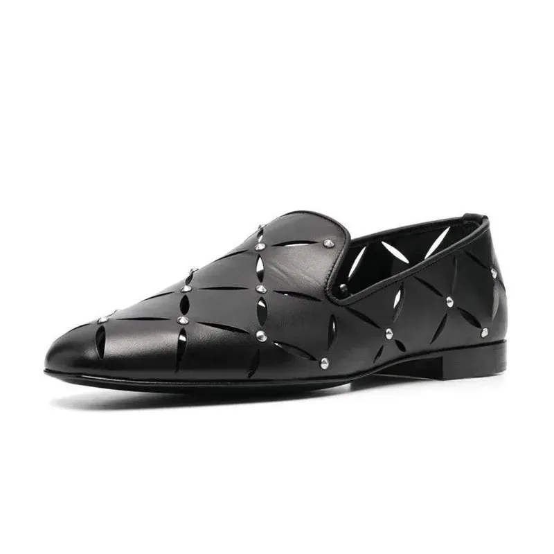 Hollow Out Breathable Leather Loafers