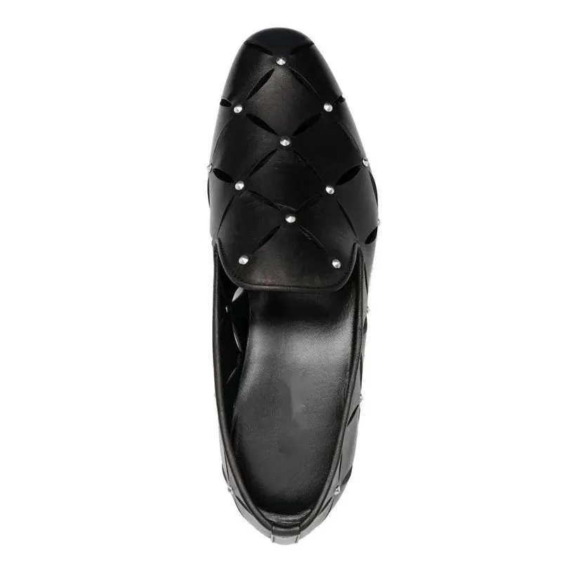 Hollow Out Breathable Leather Loafers