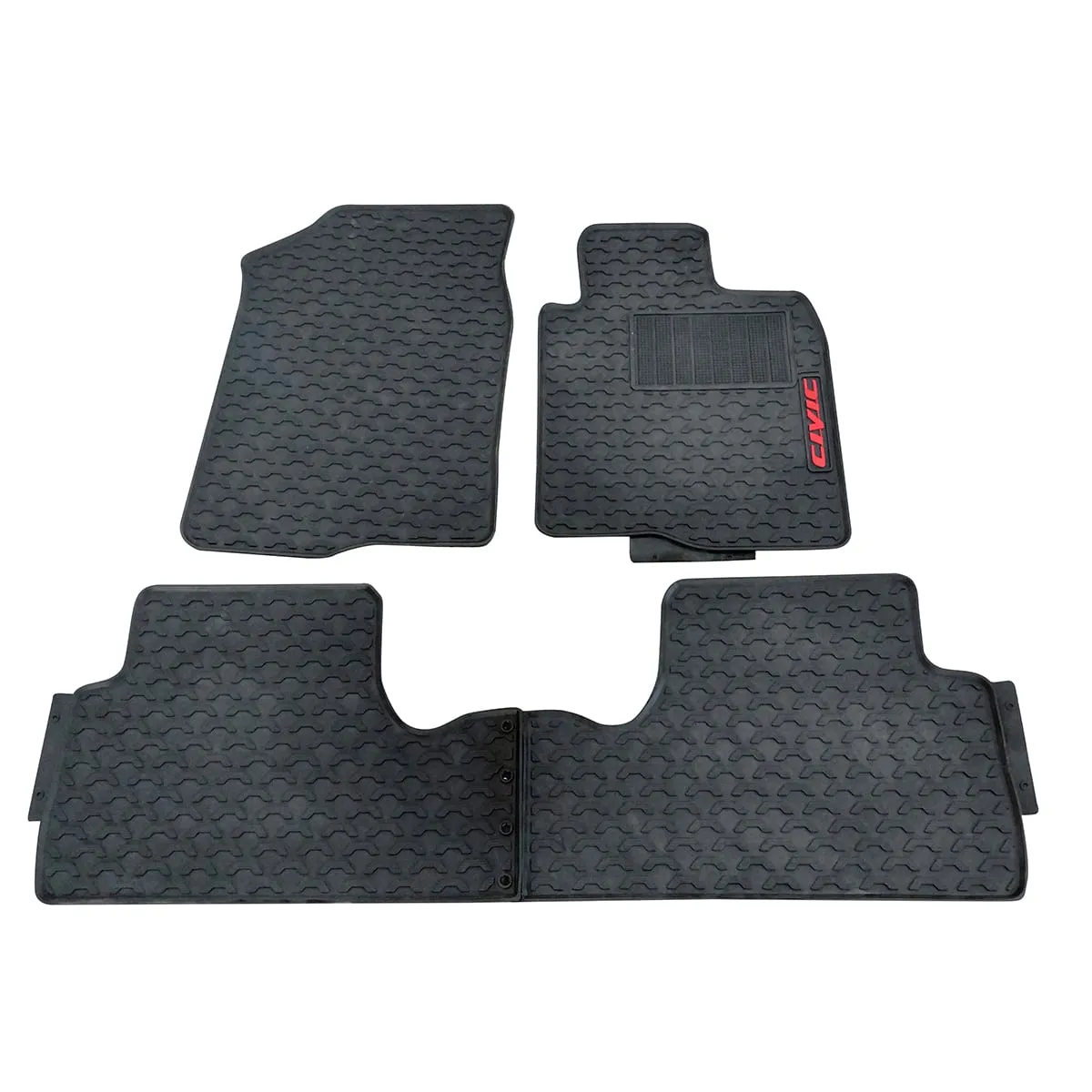 Honda Civic Custom Fit PVC Rubber Floor Mat Black Mix Design 3 Pcs - Model 2016-2024