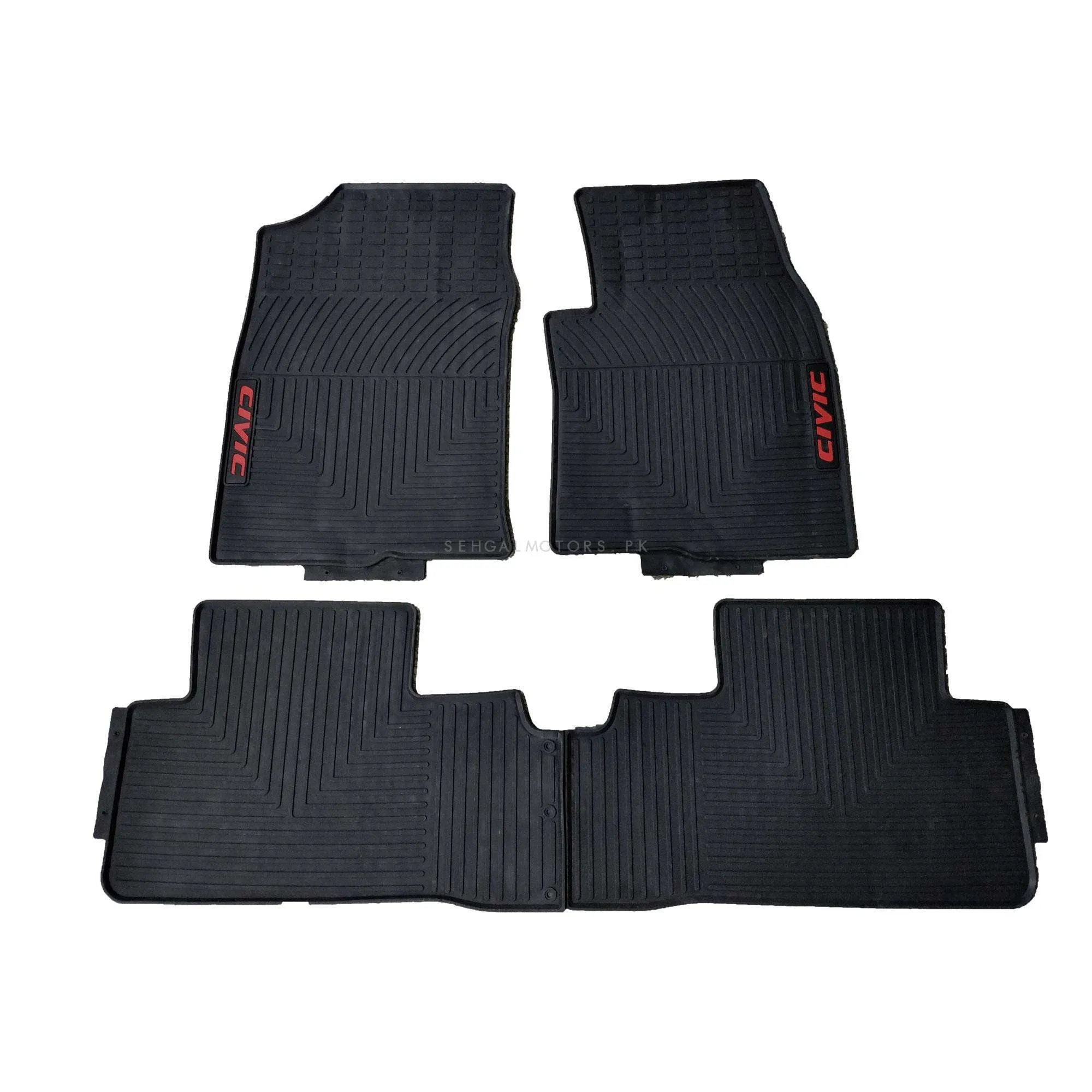 Honda Civic Custom Fit PVC Rubber Floor Mat Black Mix Design 3 Pcs - Model 2016-2024