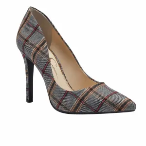 JESSICA SIMPSON - Plaid Padded Comfort Cassani Pointed Toe Stiletto Slip On Heels