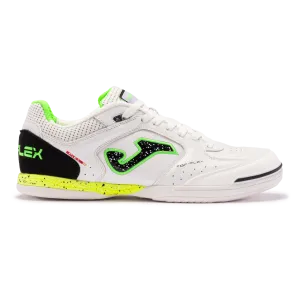 Joma Top Flex Inbdoor Boots- White/Black/Fluro Green