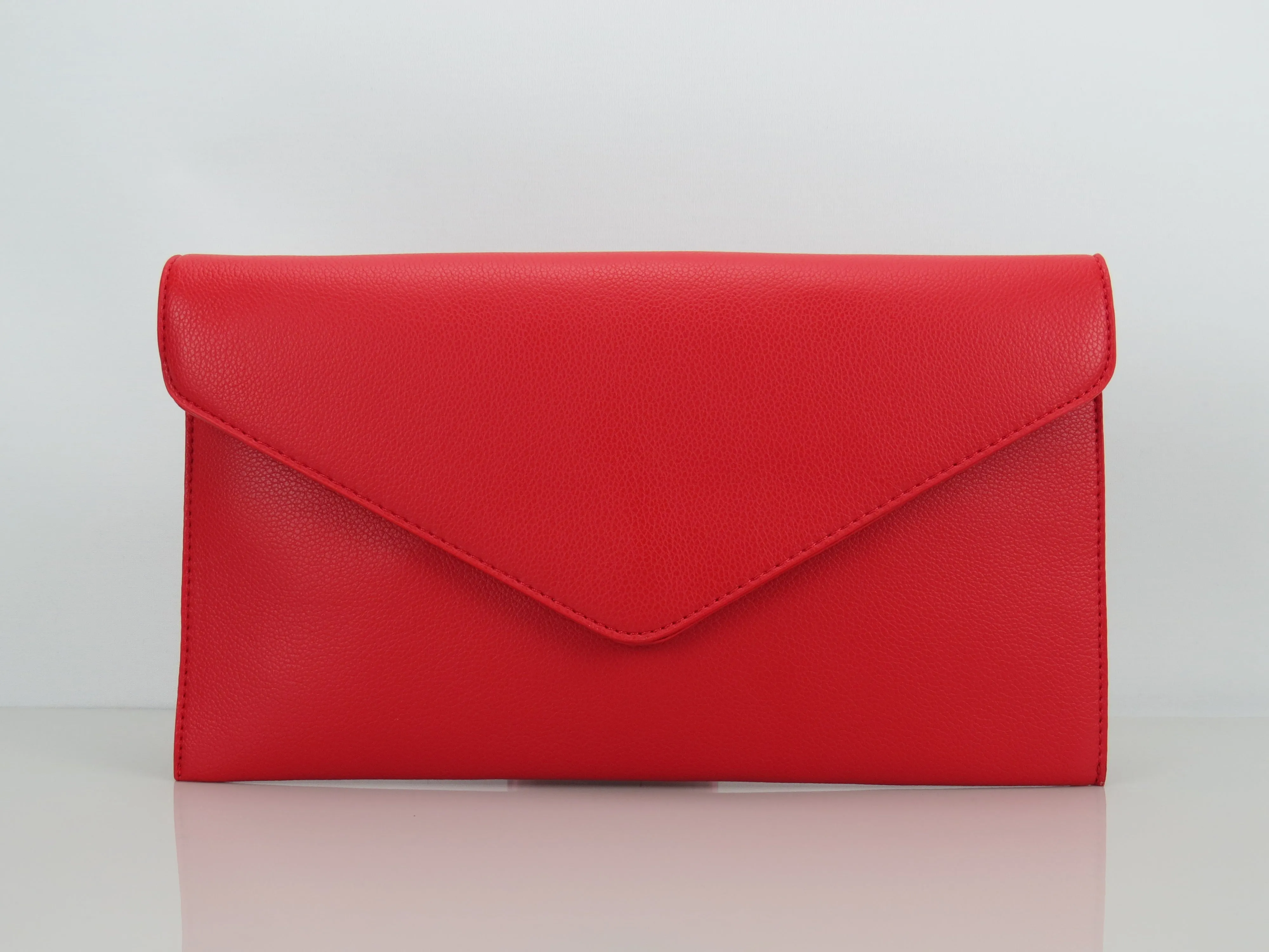 JustBagzz Original Vegan Friendly Leather Red Evening Clutch Bag