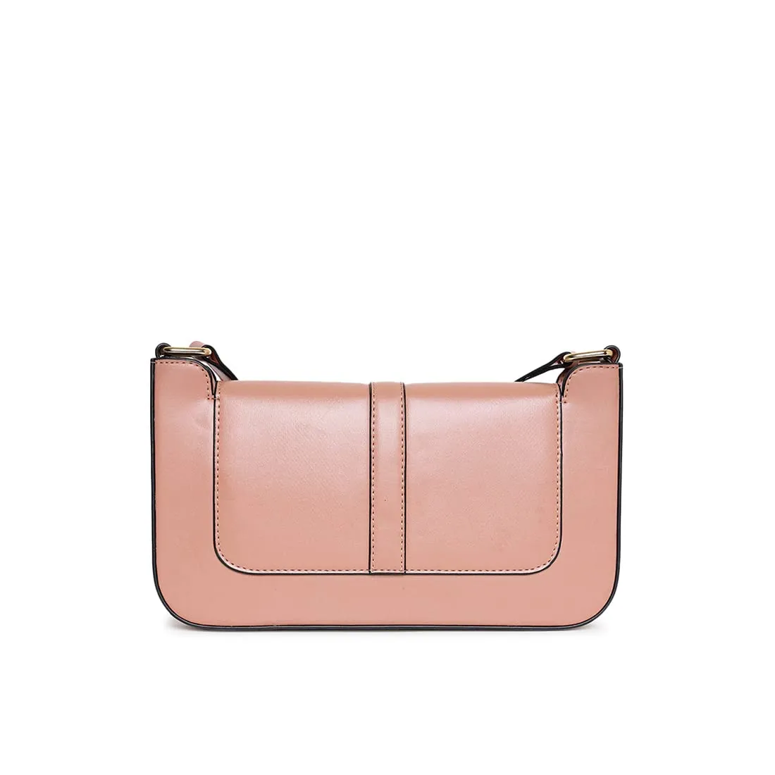 KLEIO Short Structured Shoulder Leather Sling Bag (Peach) for Women with Magnetic Button Closure | Sling Bag for Girls Suitable for Parties, Casual & Everyday wear