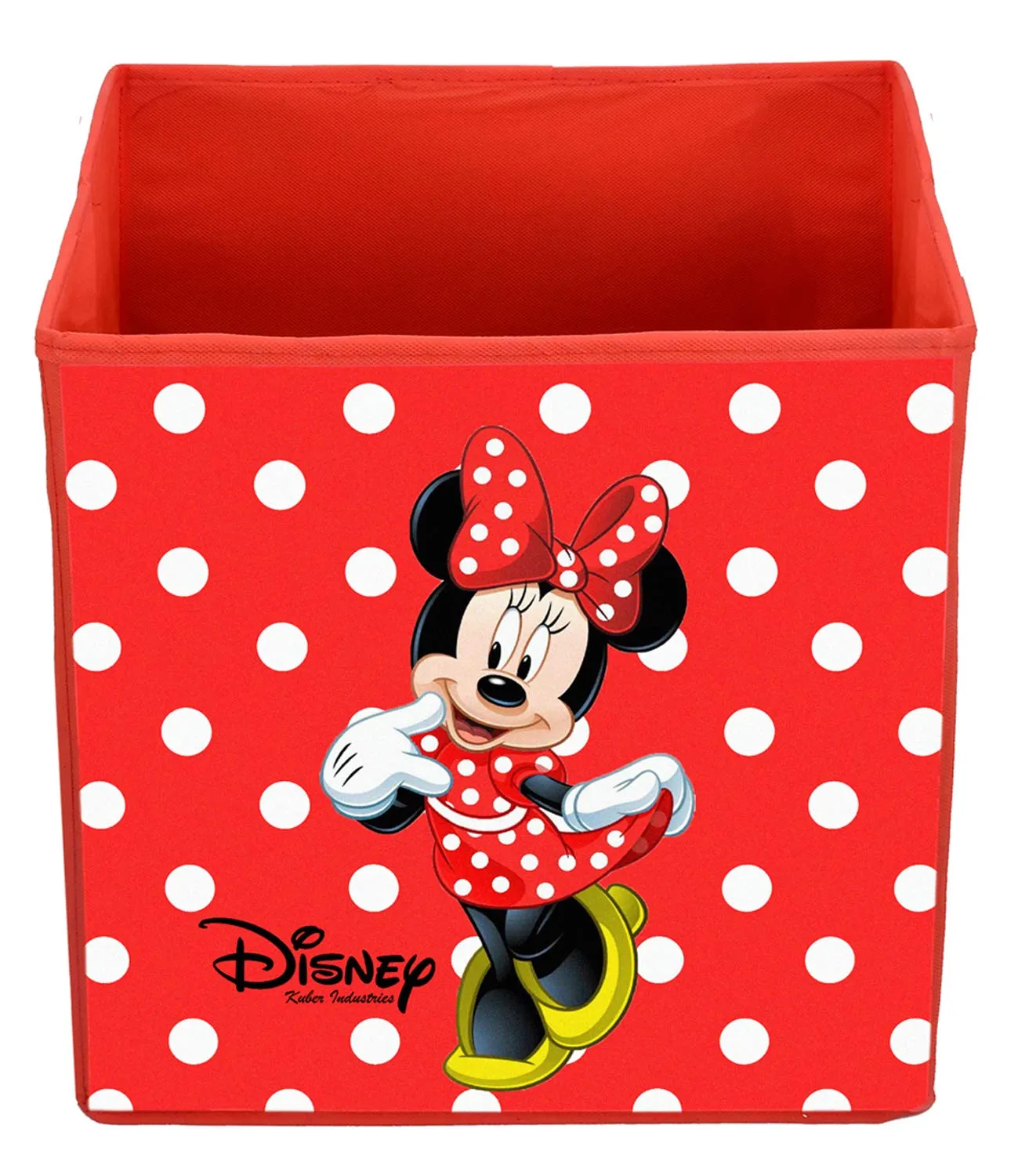 Kuber Industries Disney Minnie Print Non Woven Fabric 3 Pieces Foldable Large Size Storage Cube Toy,Books,Shoes Storage Box with Handle (Red)