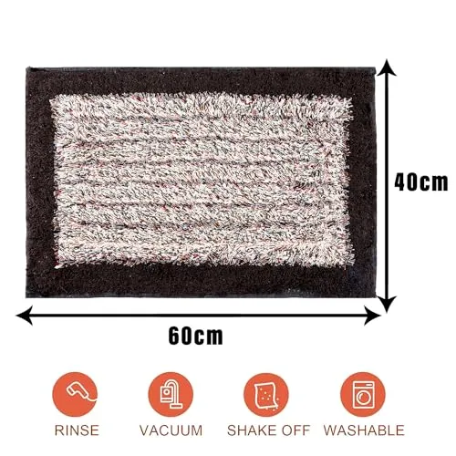 Kuber Industries Door Mat | Dust Trapper Mat | Door Entrance Mat | Anti-Skid Door Mat | Floor Mat for Home Entrance | Cotton Border Door Mat | Entryway Door Mat | Brown