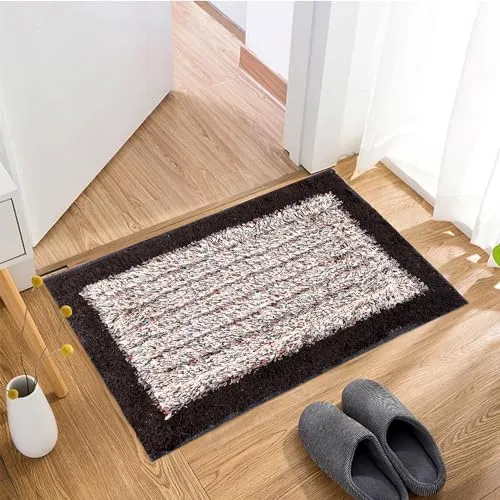 Kuber Industries Door Mat | Dust Trapper Mat | Door Entrance Mat | Anti-Skid Door Mat | Floor Mat for Home Entrance | Cotton Border Door Mat | Entryway Door Mat | Brown