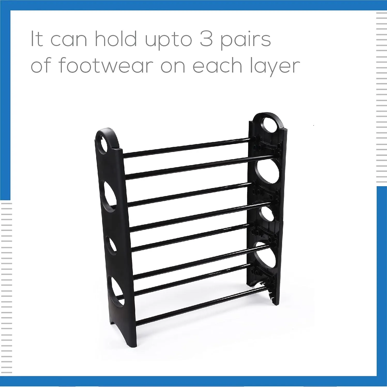 KVT ENTERPRISES Multipurpose 4 Shelves Shoes Rack Foldable Cabinet Organiser 12 Pairs Metal & Plastic Rustproof Shoes Rack Black Color