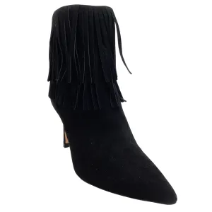 L'Agence Black Suede Mathilde Fringe Boots