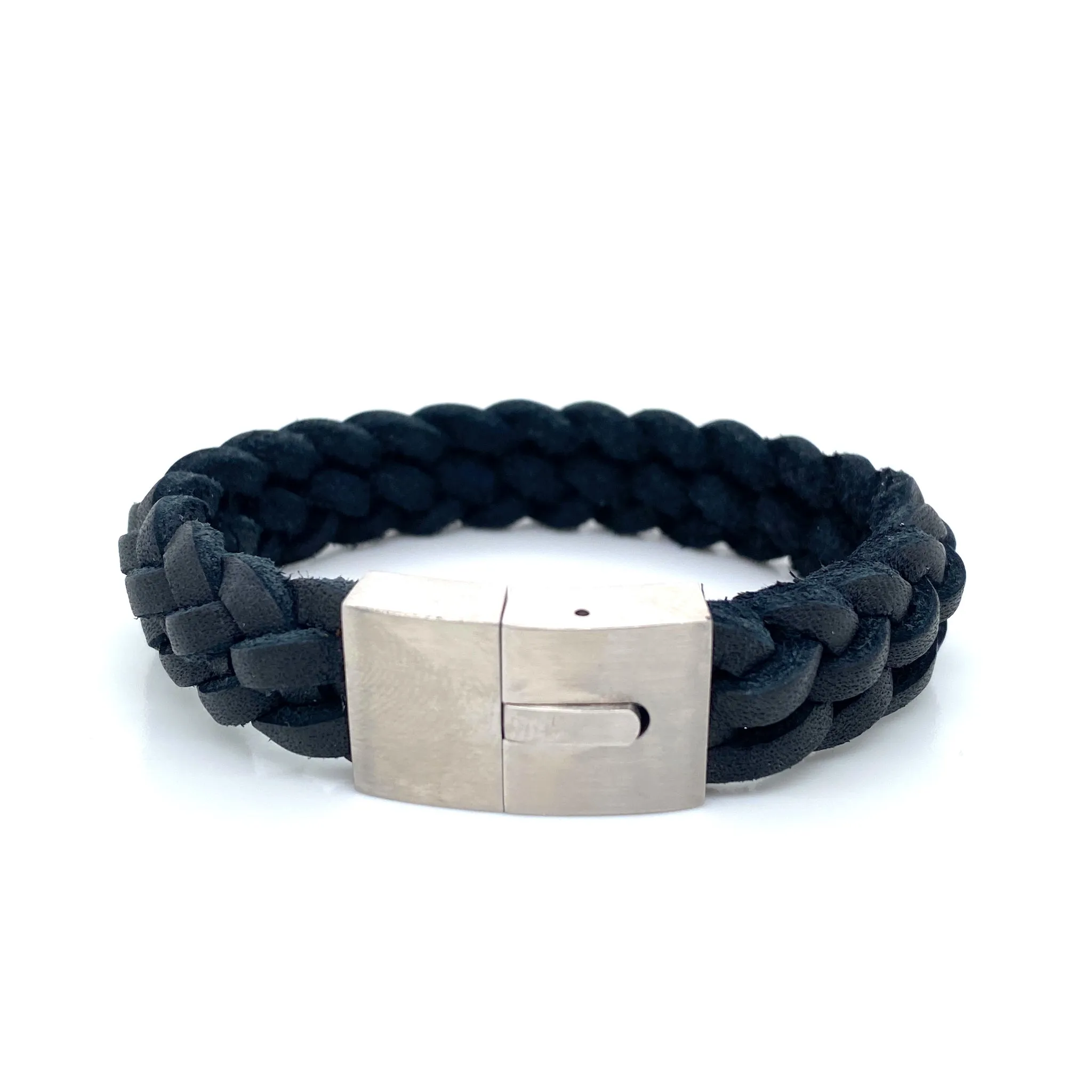 Leather Bracelet with Square Push-Button Clasp