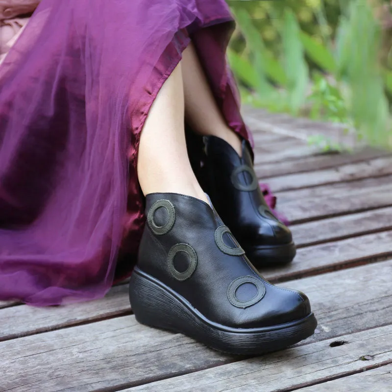 Leather Retro Wedges Boots |Gift Shoes