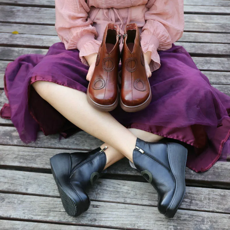 Leather Retro Wedges Boots |Gift Shoes