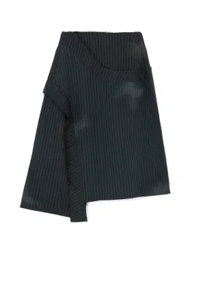 LINEN/COTTON PIN-STRIPED UNEVENLY DYED FLARED SKIRT