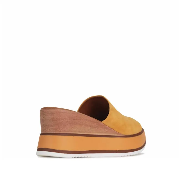 Los Cabos Kaiah Slide Wedge Heel Sandal Mustard Yellow